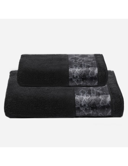 1ᴬ CLASSE SET 2 ASCIUGAMANI VISO E OSPITE IN SPUGNA 100% COTONE - GEO NIGHT