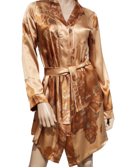 1ᴬ CLASSE COMPLETO LINGERIE DA DONNA VESTAGLIA E SOTTOVESTE 100% SETA