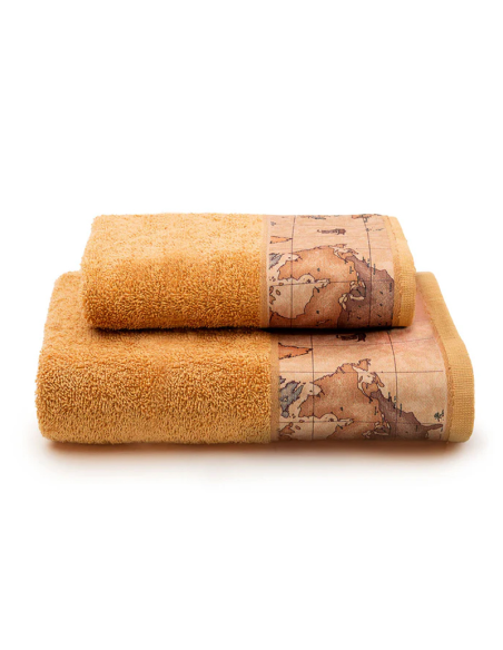 1ᴬ CLASSE SET 2 ASCIUGAMANI VISO E OSPITE IN SPUGNA 100% COTONE - GEO CLASSIC