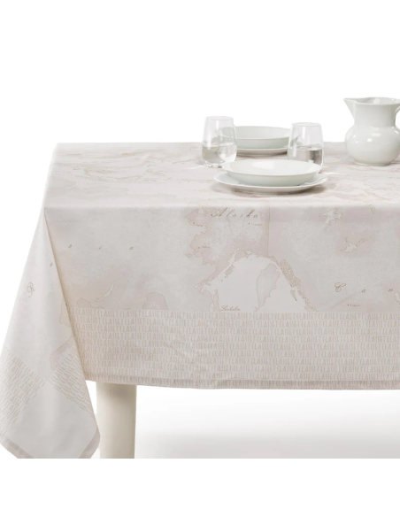 1ᴬ CLASSE TOVAGLIA RETTANGOLARE IN 100% COTONE STAMPATO - GEO WHITE