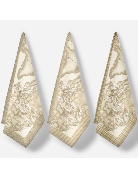 1ᴬ CLASSE SET 3 STROFINACCI 50 X 70 CM ASSORTITI 100% COTONE - GEO SAFARI