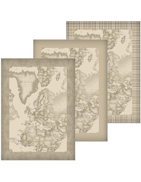 1ᴬ CLASSE SET 3 STROFINACCI 50 X 70 CM ASSORTITI 100% COTONE - GEO SAFARI