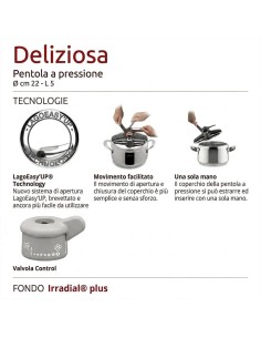 LAGOSTINA PENTOLA A PRESSIONE Ø 22 CM 5Lt - DELIZIOSA... 2