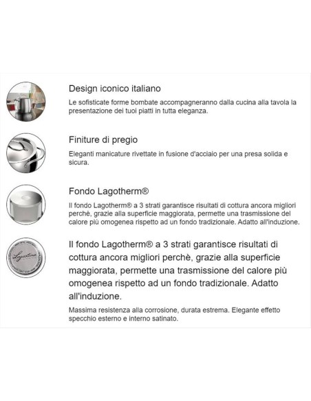LAGOSTINA CASSERUOLA FONDA 2 MANIGLIE CON COPERCHIO - ORCHESTRA