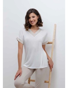 AMADINE PIGIAMA DONNA MANICA CORTA SVOLLO V E PANTALONE...