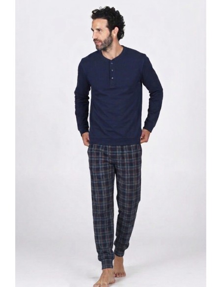 JULIPET PIGIAMA UOMO SERAFINO MANICA LUNGA E PANTALONE IN COTONE JERSEY - MANTOVA