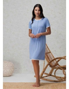 AMADINE CAMICIA DA NOTTE DONNA SERAFINO MANICA CORTA IN...
