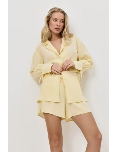 ARUELLE PIGIAMA DONNA ABBOTTONATO MANICA LUNGA E SHORTS...