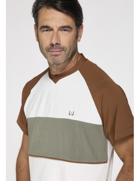LIU JO PIGIAMA UOMO GIROCOLLO MEZZA MANICA E PANTALONCINO IN COTONE MODAL - CAROLYN