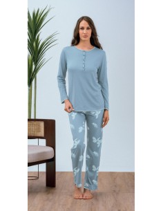 QBO PIGIAMA DONNA SERAFINO MANCIA LUNGA E PANTALONE LUNGO...