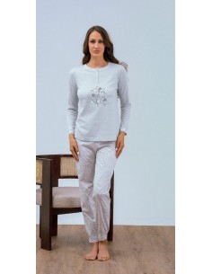 QBO PIGIAMA DONNA SERAFINO MANCIA LUNGA E PANTALONE LUNGO...