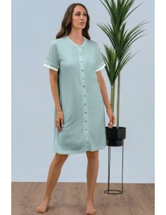 QBO CAMICIA DA NOTTE DONNA APERTA MANICA CORTA IN COTONE...