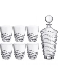 BOHEMIA SET 1 BOTTIGLIA E 6 BICCHIERI WHISKY IN CRISTALLO...
