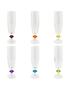 BOHEMIA SET 6 CALICI FLUT 21 CL IN CRISTALLO - ROSY