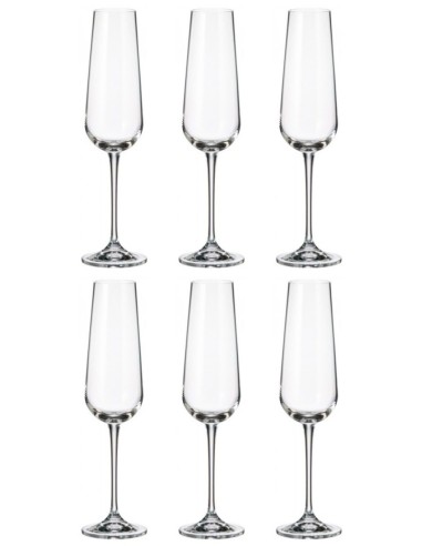 BOHEMIA SET 6 CALICI FLUTE IN CRISTALLO 220 ML...