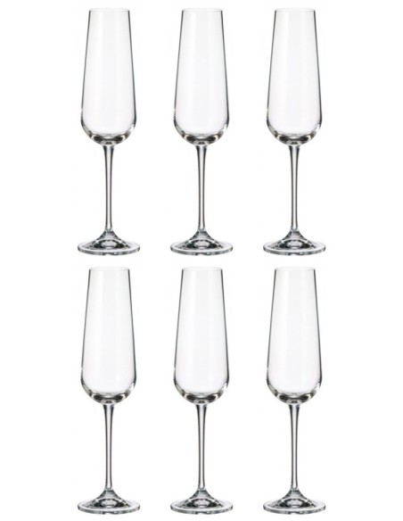 BOHEMIA SET 6 CALICI FLUTE IN CRISTALLO 220 ML - ARDEA