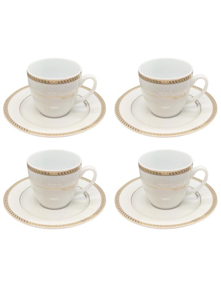 PIERRE CARDIN SET 4 TAZZE TÈ CON PIATTINO IN PORCELLANA - VALERY ORO