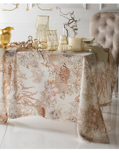 BLUMARINE TOVAGLIA 12 POSTI TAVOLA IN LINO - CORALLI