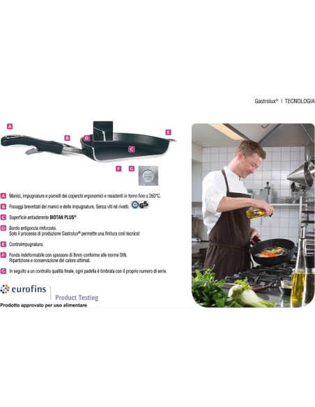 GASTROLUX PADELLA WOK ANTIADERENTE CON MANICO RIMOVIBILE  - BIOTAN