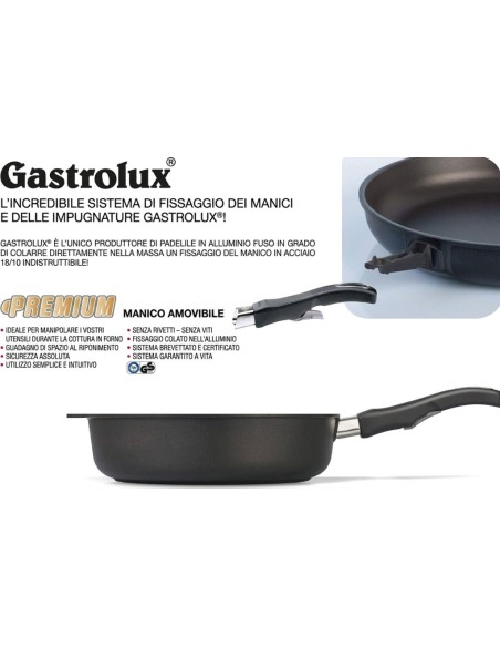 GASTROLUX PADELLA WOK ANTIADERENTE CON MANICO RIMOVIBILE  - BIOTAN