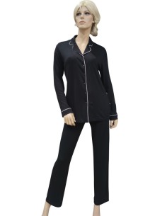 QBO PIGIAMA DONNA APERTO MANICA LUNGA E PANTALONE LUNGO
