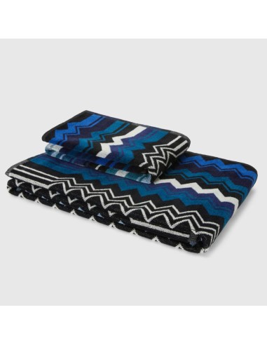 Missoni Set 2 Asciugamani Viso e Ospite in Spugna 100% Cotone - Giacomo - Blu