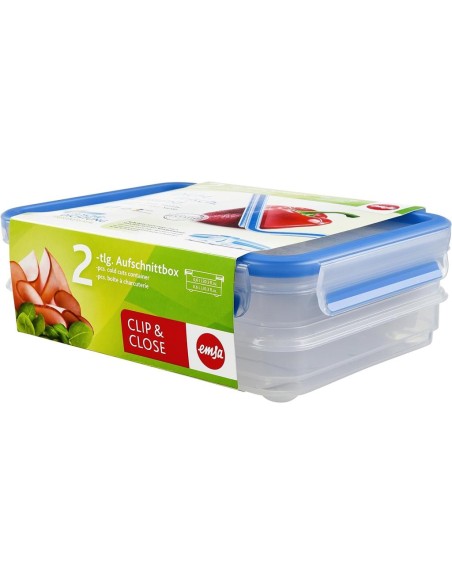 EMSA SET 2  CONTENITORI ERMETICI  0,6 L PER AFFETTATI- CLIP & CLOSE