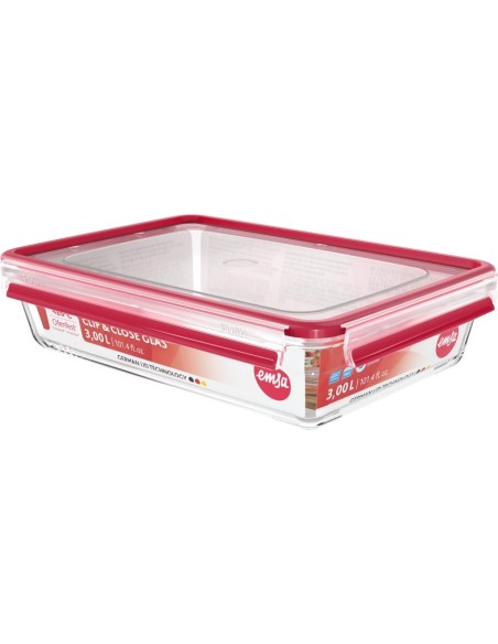 EMSA CONTENITORE IN VETRO SALVAFRESCHEZZA RETTANGOLARE - CLIP & CLOSE GLASS