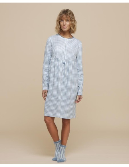 NOIDINOTTE CAMICIA DA NOTTE DONNA MANICA LUNGA A SERAFINO