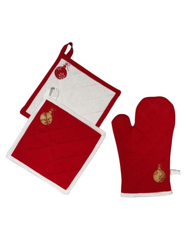EVVIVA SET 2 PRESINE + 1 GUANTO DA CUCINA NATALE