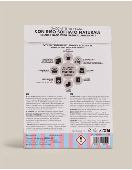 HOROMIA SET 3 SACCHETTI PROFUMATI MULTIUSO - BABY TALCO