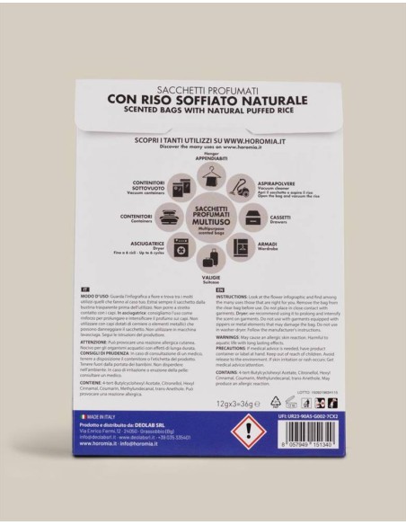 HOROMIA SET 3 SACCHETTI PROFUMATI MULTIUSO - BLUE FIOR DI LOTO