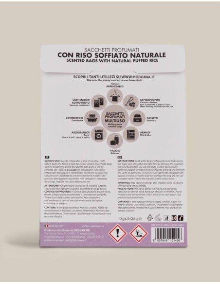 HOROMIA SET 3 SACCHETTI PROFUMATI MULTIUSO - BREZZA DI PRIMAVERA