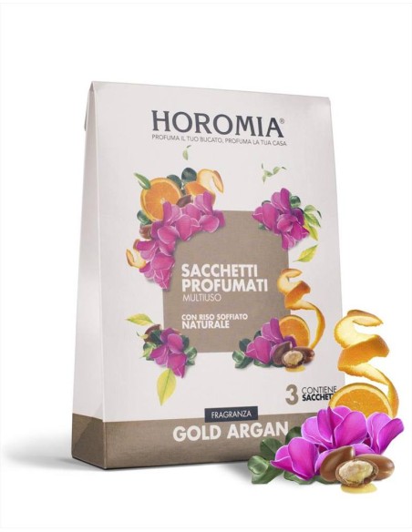 HOROMIA SET 3 SACCHETTI PROFUMATI MULTIUSO - GOLD ARGAN