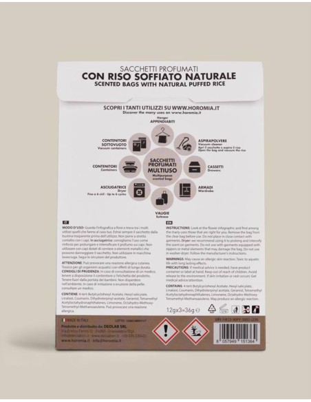 HOROMIA SET 3 SACCHETTI PROFUMATI MULTIUSO - GOLD ARGAN